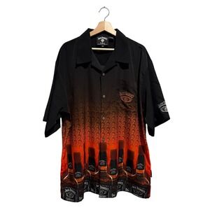 Vintage Y2K Jack Daniels Dragonfly Whiskey Bottle Graphic Button Shirt XXL